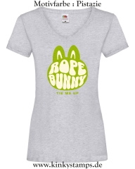 Damen T-Shirt mit V Ausschnitt Rope Bunny - tie me up