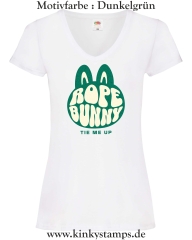 Damen T-Shirt mit V Ausschnitt Rope Bunny - tie me up
