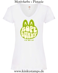 Damen T-Shirt mit V Ausschnitt Rope Bunny - tie me up