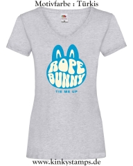 Damen T-Shirt mit V Ausschnitt Rope Bunny - tie me up