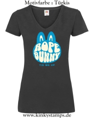 Damen T-Shirt mit V Ausschnitt Rope Bunny - tie me up