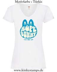 Damen T-Shirt mit V Ausschnitt Rope Bunny - tie me up