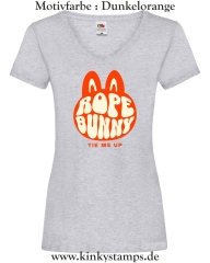 Damen T-Shirt mit V Ausschnitt Rope Bunny - tie me up
