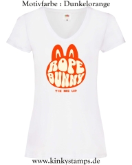 Damen T-Shirt mit V Ausschnitt Rope Bunny - tie me up