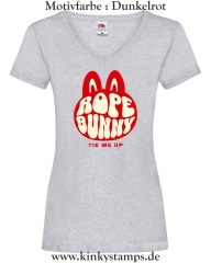 Damen T-Shirt mit V Ausschnitt Rope Bunny - tie me up