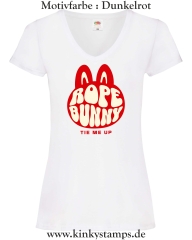Damen T-Shirt mit V Ausschnitt Rope Bunny - tie me up