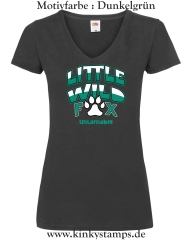 Damen T-Shirt mit V Ausschnitt Little wild Fox - untamable