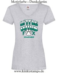 Damen T-Shirt mit V Ausschnitt Little wild Fox - untamable