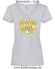 Damen T-Shirt mit V Ausschnitt Little wild Fox - untamable