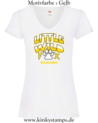 Damen T-Shirt mit V Ausschnitt Little wild Fox - untamable