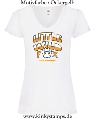 Damen T-Shirt mit V Ausschnitt Little wild Fox - untamable
