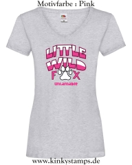Damen T-Shirt mit V Ausschnitt Little wild Fox - untamable