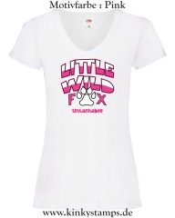Damen T-Shirt mit V Ausschnitt Little wild Fox - untamable