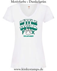 Damen T-Shirt mit V Ausschnitt Little wild Fox - untamable
