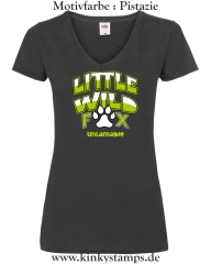 Damen T-Shirt mit V Ausschnitt Little wild Fox - untamable