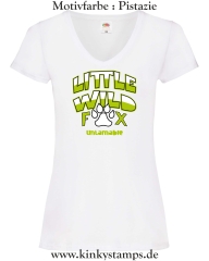 Damen T-Shirt mit V Ausschnitt Little wild Fox - untamable