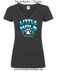 Damen T-Shirt mit V Ausschnitt Little wild Fox - untamable