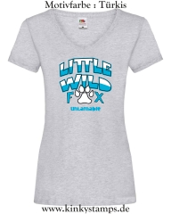 Damen T-Shirt mit V Ausschnitt Little wild Fox - untamable