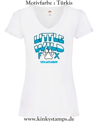 Damen T-Shirt mit V Ausschnitt Little wild Fox - untamable