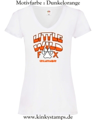 Damen T-Shirt mit V Ausschnitt Little wild Fox - untamable