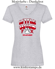 Damen T-Shirt mit V Ausschnitt Little wild Fox - untamable