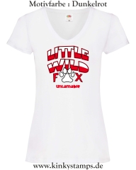 Damen T-Shirt mit V Ausschnitt Little wild Fox - untamable