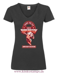 Damen T-Shirt mit V Ausschnitt Owned Superbitch - thank you Sir