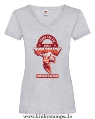 Damen T-Shirt mit V Ausschnitt Owned Superbitch - thank you Sir