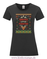 Damen T-Shirt mit rund Ausschnitt Santas little Fucktoy