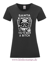 Damen T-Shirt mit rund Ausschnitt Santa knows youve been a Bitch