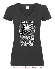 Damen T-Shirt mit V Ausschnitt Santa knows youve been a Bitch