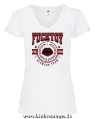 Damen T-Shirt mit V Ausschnitt Fucktoy - Team Blowjob