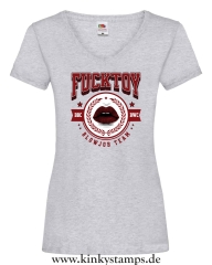 Damen T-Shirt mit V Ausschnitt Fucktoy - Team Blowjob