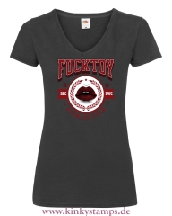 Damen T-Shirt mit V Ausschnitt Fucktoy - Team Blowjob