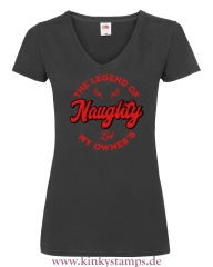 Damen T-Shirt mit V Ausschnitt The Legend of my Owners Naughty List