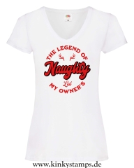 Damen T-Shirt mit V Ausschnitt The Legend of my Owners Naughty List