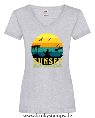 Damen T-Shirt mit V Ausschnitt Sunset - Enjoy Outdoor Fun