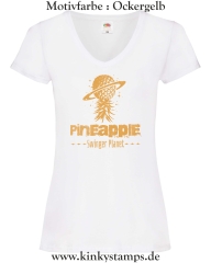Damen T-Shirt mit V Ausschnitt Pineapple Swinger Planet
