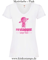 Damen T-Shirt mit V Ausschnitt Pineapple Swinger Planet
