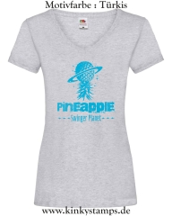 Damen T-Shirt mit V Ausschnitt Pineapple Swinger Planet