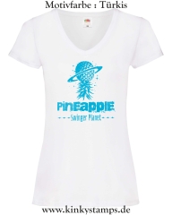 Damen T-Shirt mit V Ausschnitt Pineapple Swinger Planet