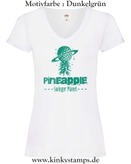 Damen T-Shirt mit V Ausschnitt Pineapple Swinger Planet